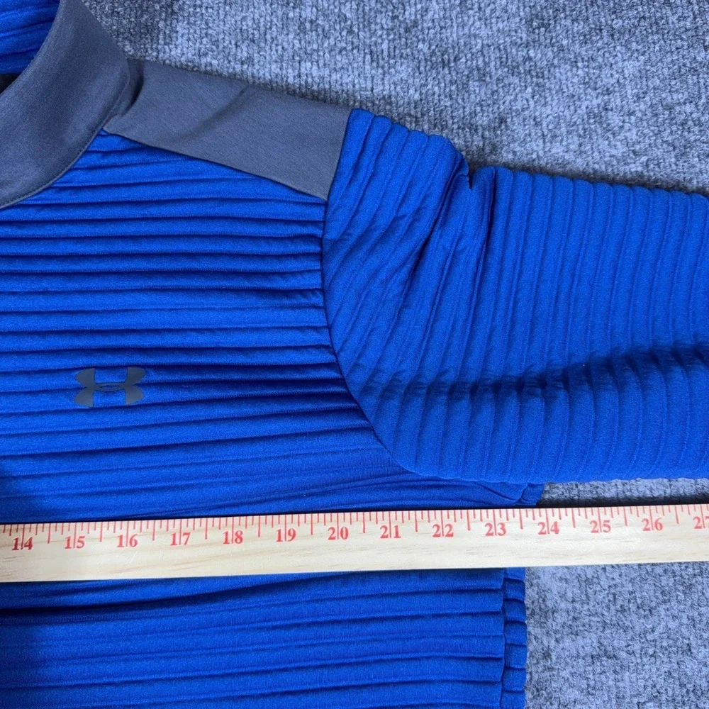Under Armour ColdGear Mens Large Blue Ribbed Quarter Zip Pullover Jacket Loose